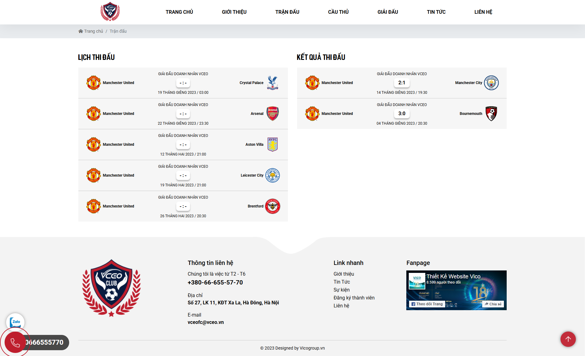 Trang lịch đấu